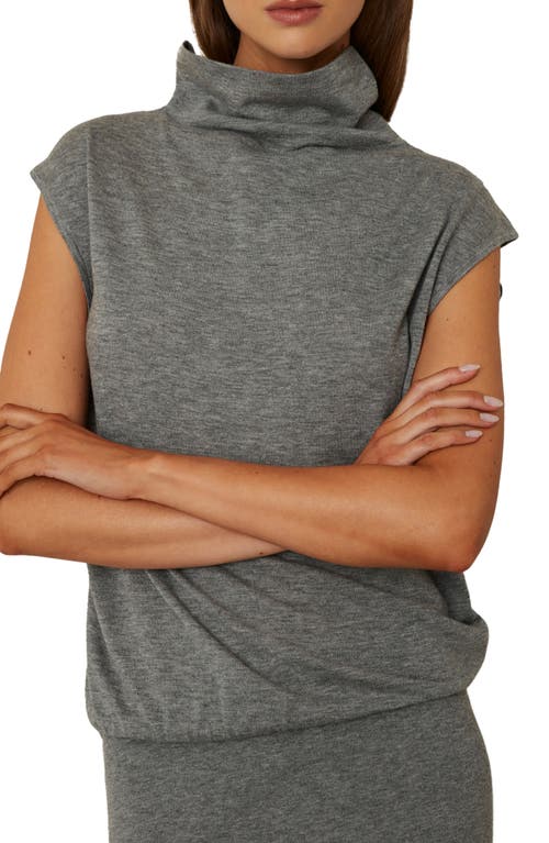Reiss Grey Knitted Wool-cashmere Blouson Top Midi Dress In Grey