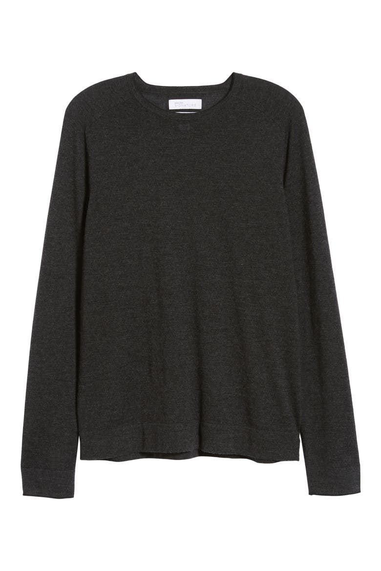 Cashmere Crewneck Sweater, Alternate, color, GREY EBONY