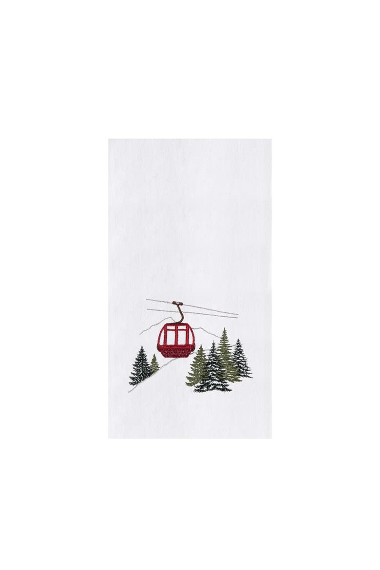 Ski Gondola Winter Sports Cabin and Lodge Christmas Towel, Main, color, Green