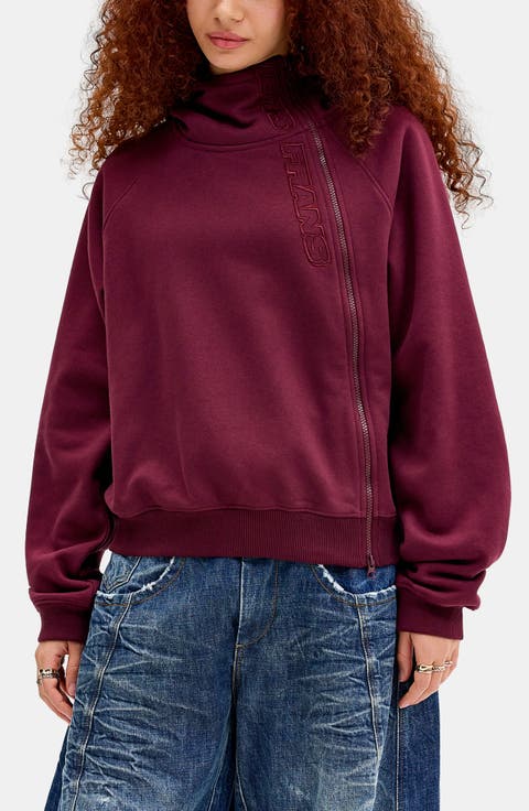 Asymmetric Embroidered Hoodie