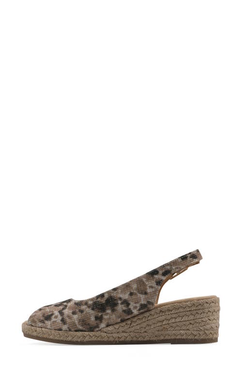 White Mountain Footwear Maize Slingback Wedge Sandal In Metallic Leopard Fabric