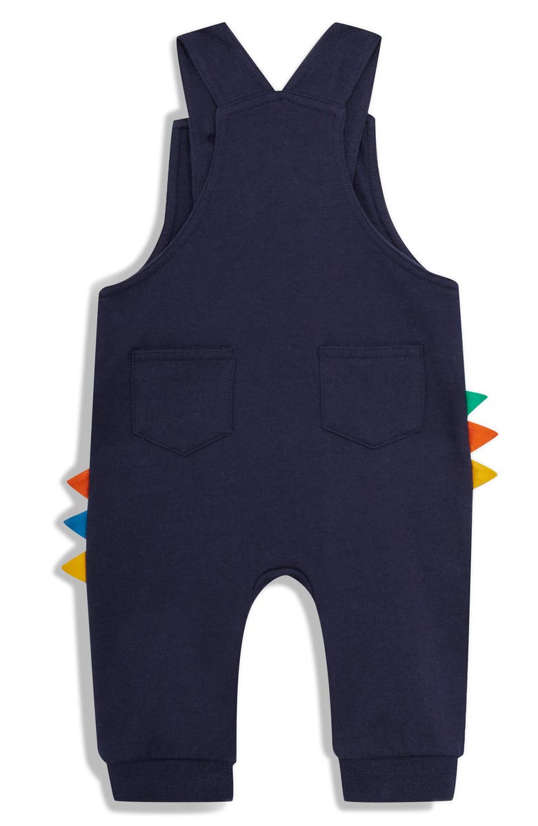 JOJO MAMAN BEBE Stripe T-Shirt & T-Rex Overalls Set, Alternate, color, 