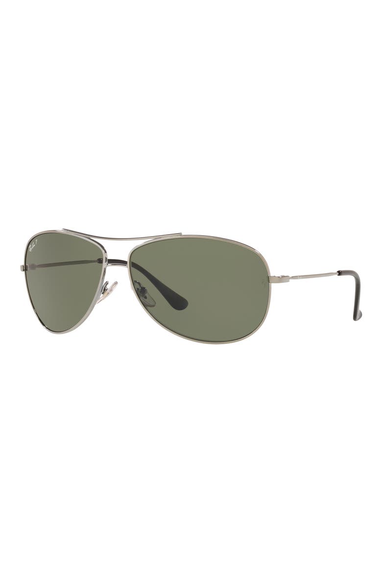 63mm Polarized Aviator Sunglasses, Alternate, color, GUNMETAL