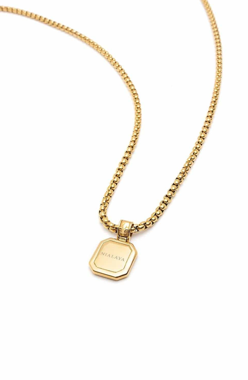Nialaya Square Lapis Pendant Necklace In Gold