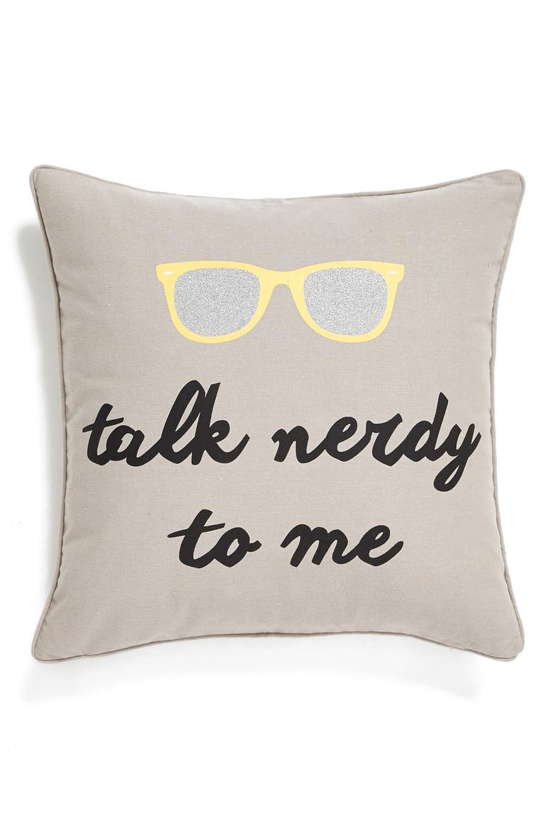 'Talk Nerdy to Me' Pillow, Main, color, GREY