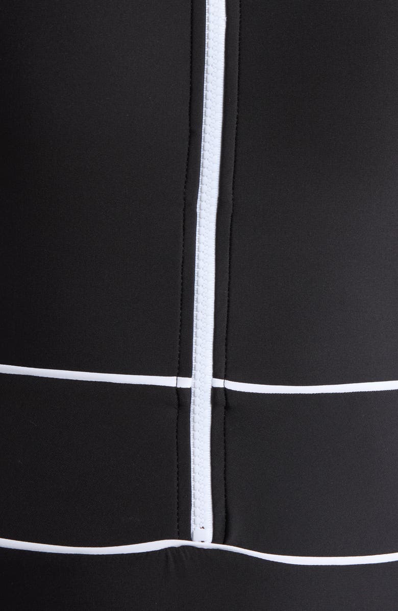 Becca Bali Boho Contrast Binding One-Piece Swimsuit, Alternate, color, Black