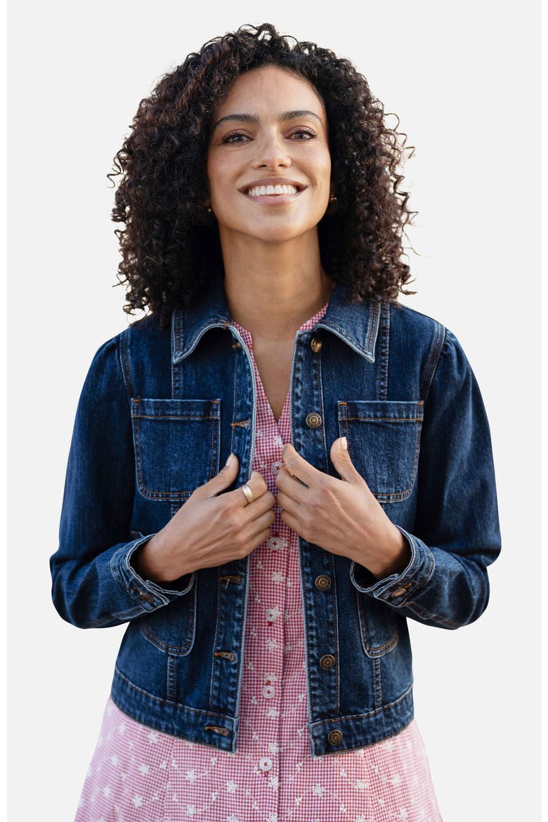 Stretch Denim Pocket Detail Jacket, Main, color, Blue