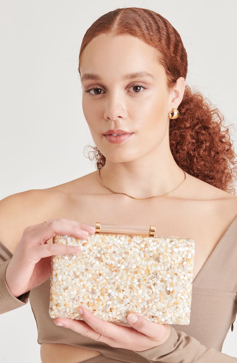 Dolce Vita Rockee Pebble Encrusted Convertible Clutch, Alternate, color, Natural