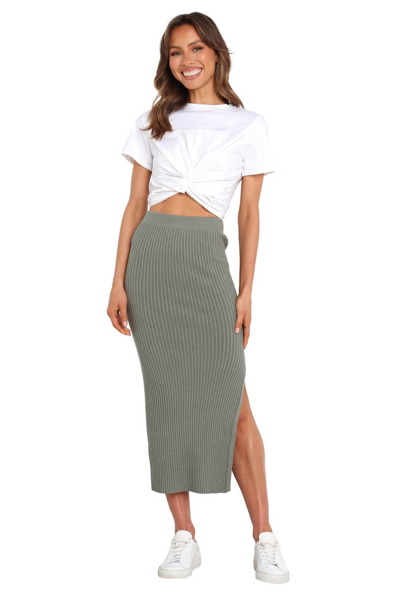 Bowen Rib Sweater Skirt, Alternate, color, OLIVE
