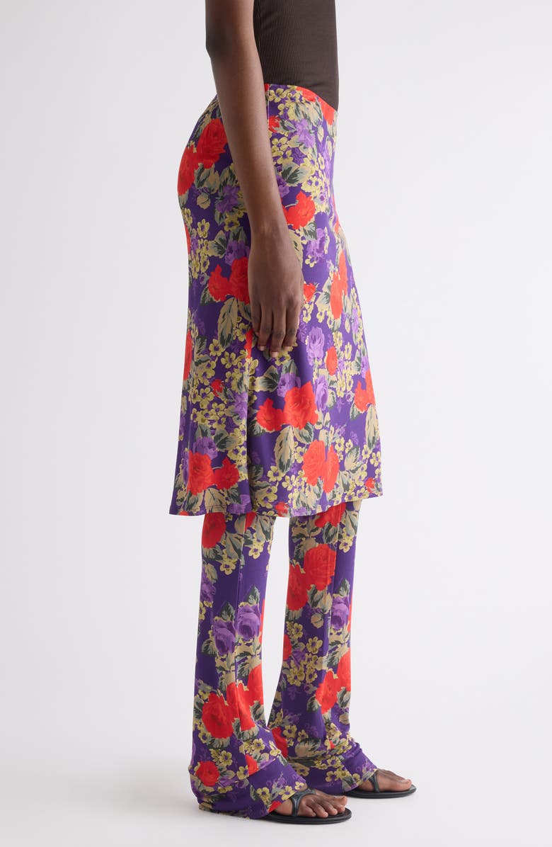 Acne Studios Floral Layered Knit Pants, Alternate, color, Multi Purple