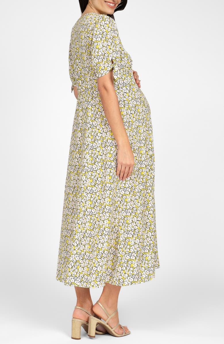 Seraphine Floral Bow Sleeve Maternity MIdi Dress, Alternate, color, 