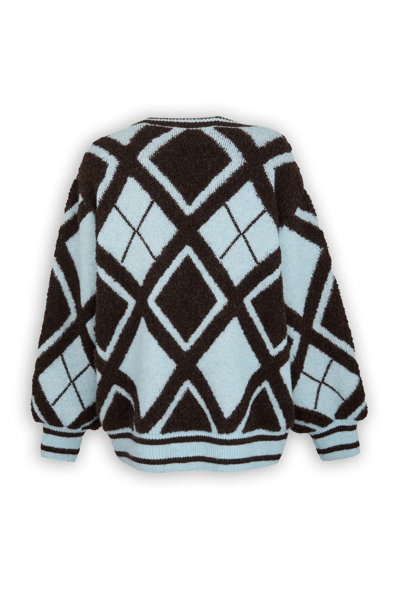 Argyle Stripe Cardigan, Alternate, color, BROWN MULTI