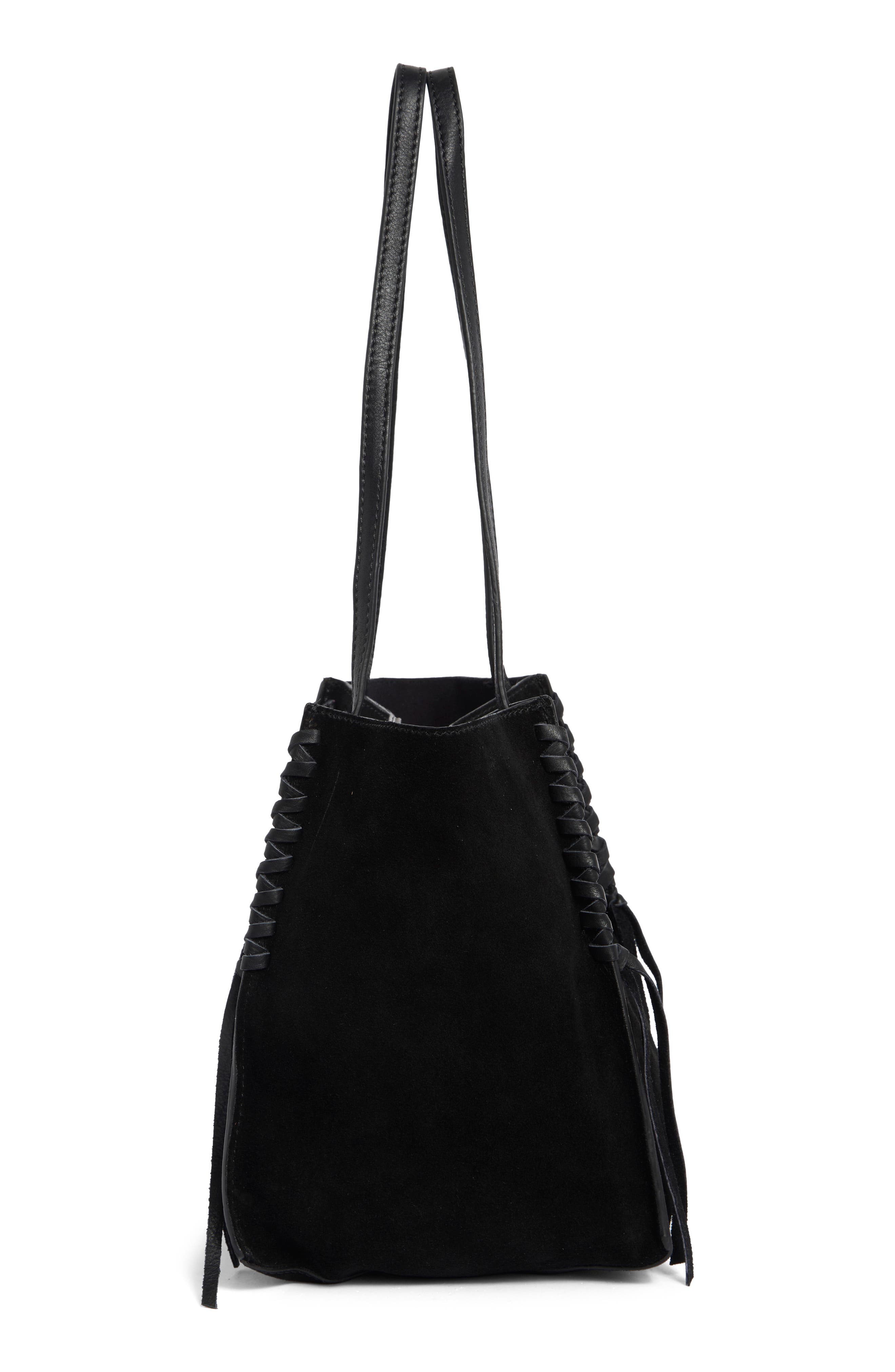 Edge Mini Suede Tote, Alternate, color, BLACK SUEDE