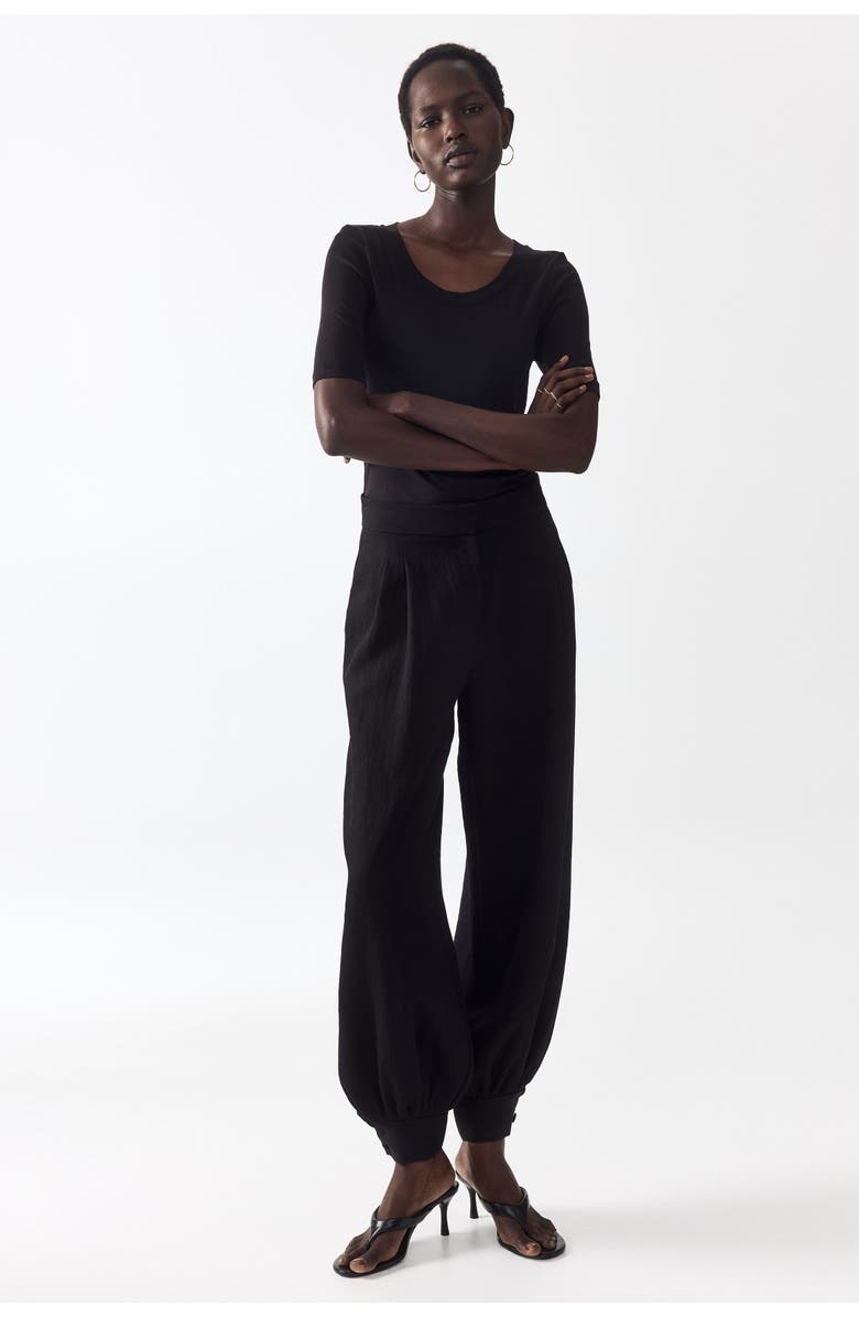 H&M Balloon-leg twill pants, Main, color, Black