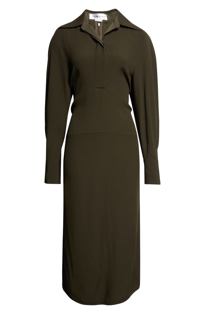 Victoria Beckham Polo Collar Long Sleeve, Alternate, color, Dark Olive