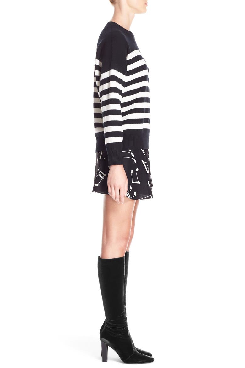 Stripe Cashmere Sweater, Alternate, color, BLACK CRÈME