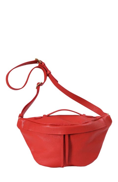 Bianca Red Leather Crossbody Bag