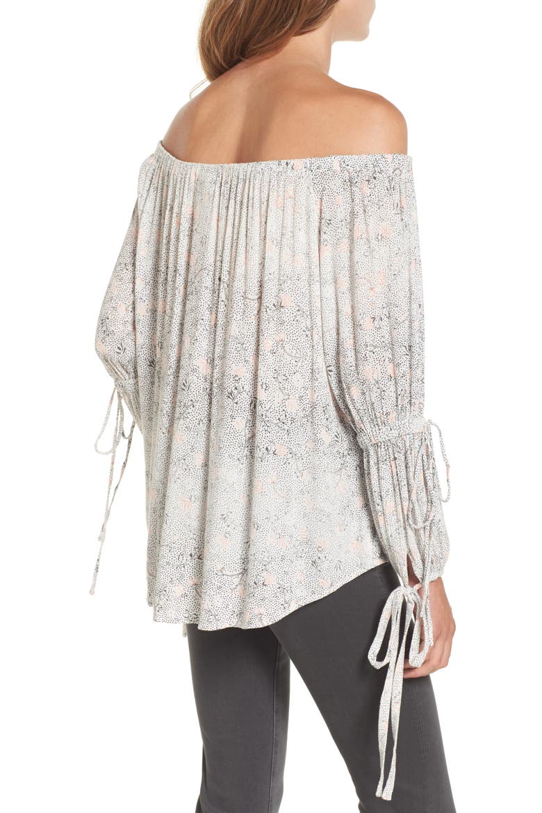 Sasha Off the Shoulder Top, Alternate, color, TRUE WHITE/ FIREBRICK