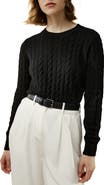 Lilysilk Women's Classic Cable Knit Sweater with Ribbed Edges
