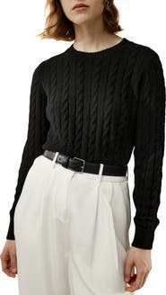 Lilysilk Women's Classic Cable Knit Sweater with Ribbed Edges