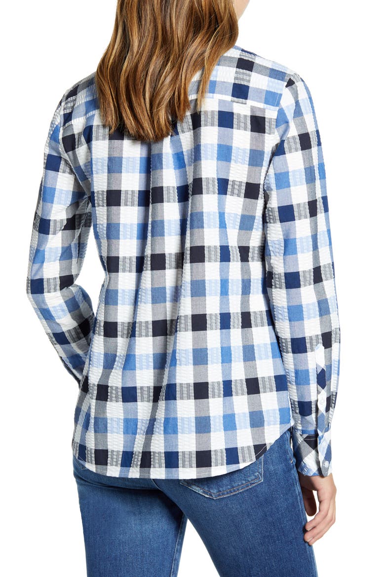 Check Seersucker Button Up Shirt, Alternate, color, BLUE MULTI CHECK