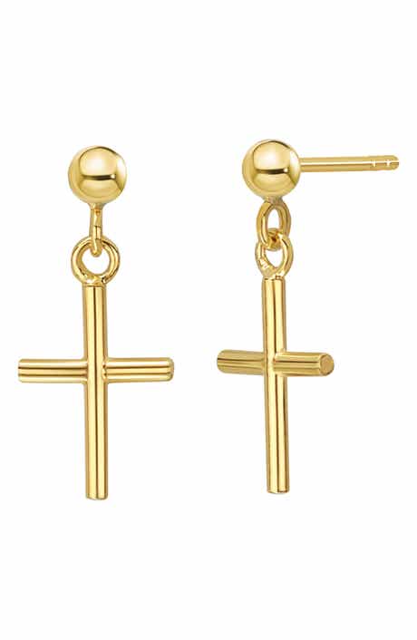 Bony Levy 14K Gold Cross Drop Earrings
