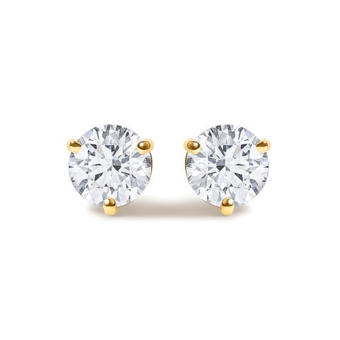 14k Gold 1/4 Cttw Lab Grown Diamond Martini Set Round Solitaire Stud Earrings