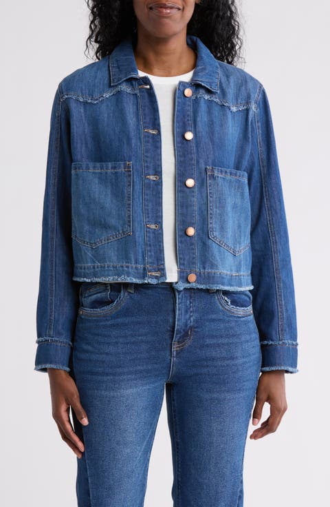 Fray Edge Crop Denim Shirt Jacket