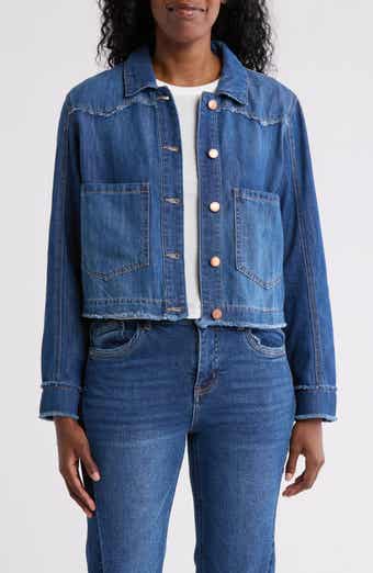 Democracy Fray Edge Crop Denim Shirt Jacket