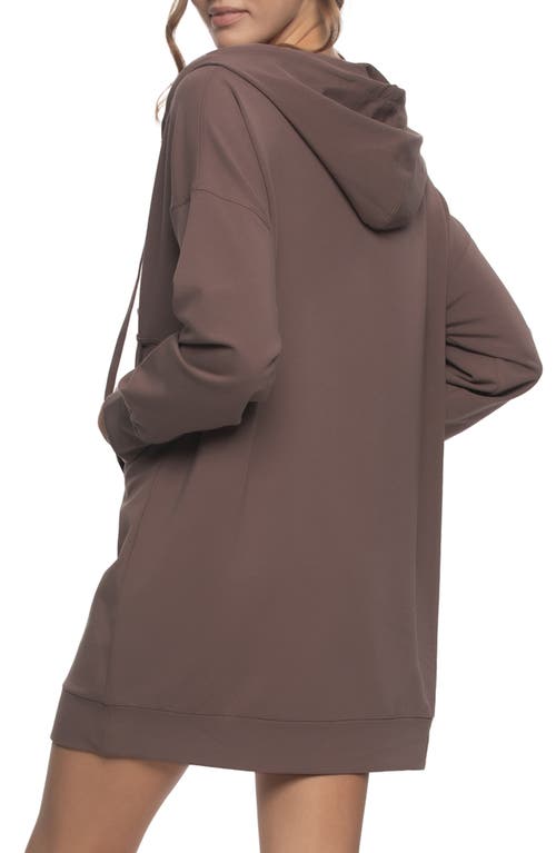 Felina Kimora Long Sleeve Sweatshirt Lounge Dress In Brown