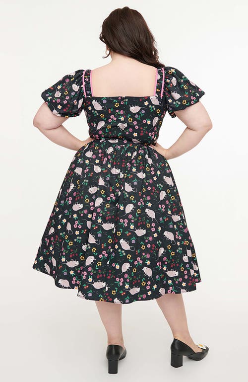 UNIQUE VINTAGE UNIQUE VINTAGE PLUS SIZE 1940S SWEETHEART BUTTON FRONT SWING DRESS