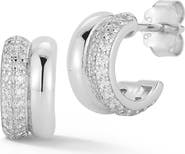 GLAZE JEWELRY Pavé Cubic Zirconia Double Row Hoop Earrings