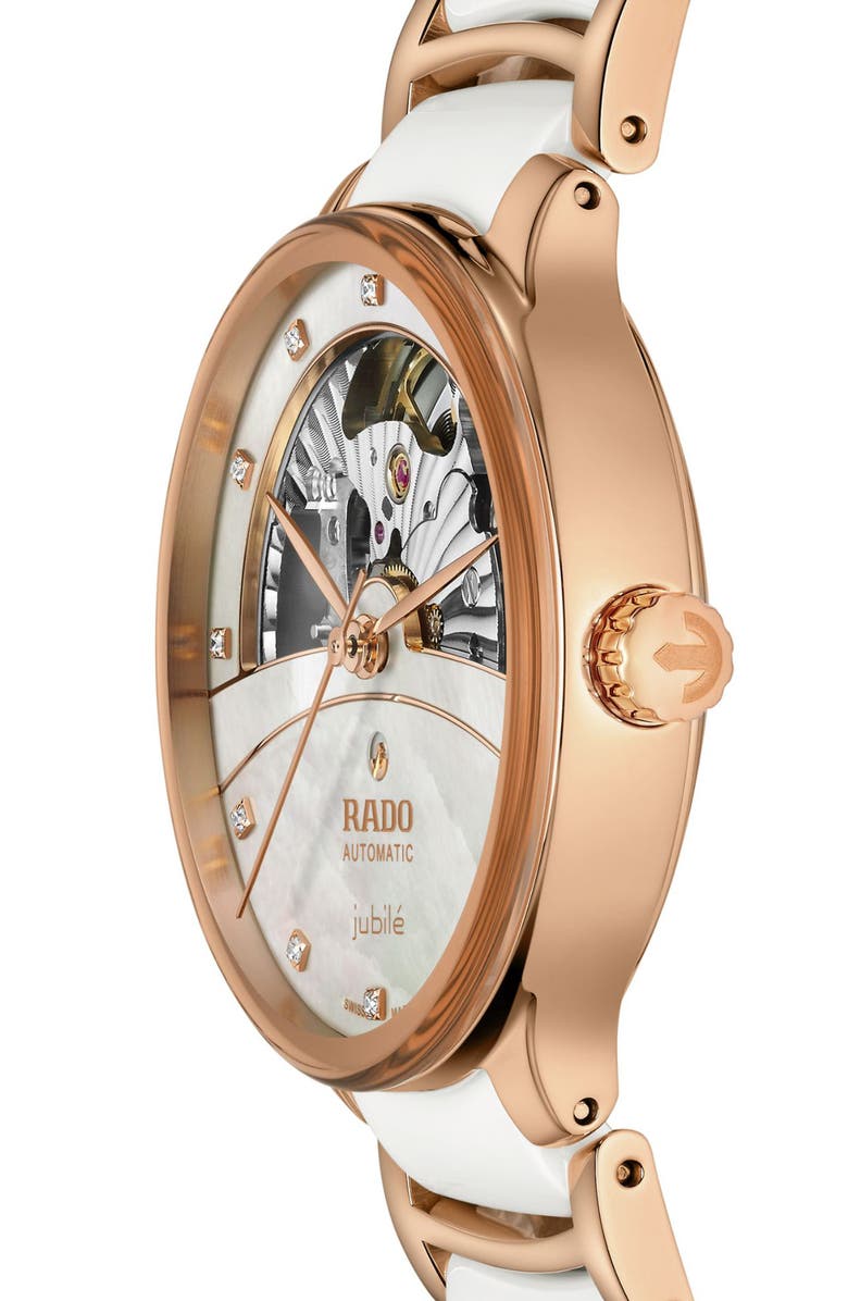 RADO Centrix Open Heart Bracelet Watch, 35mm, Alternate, color, White