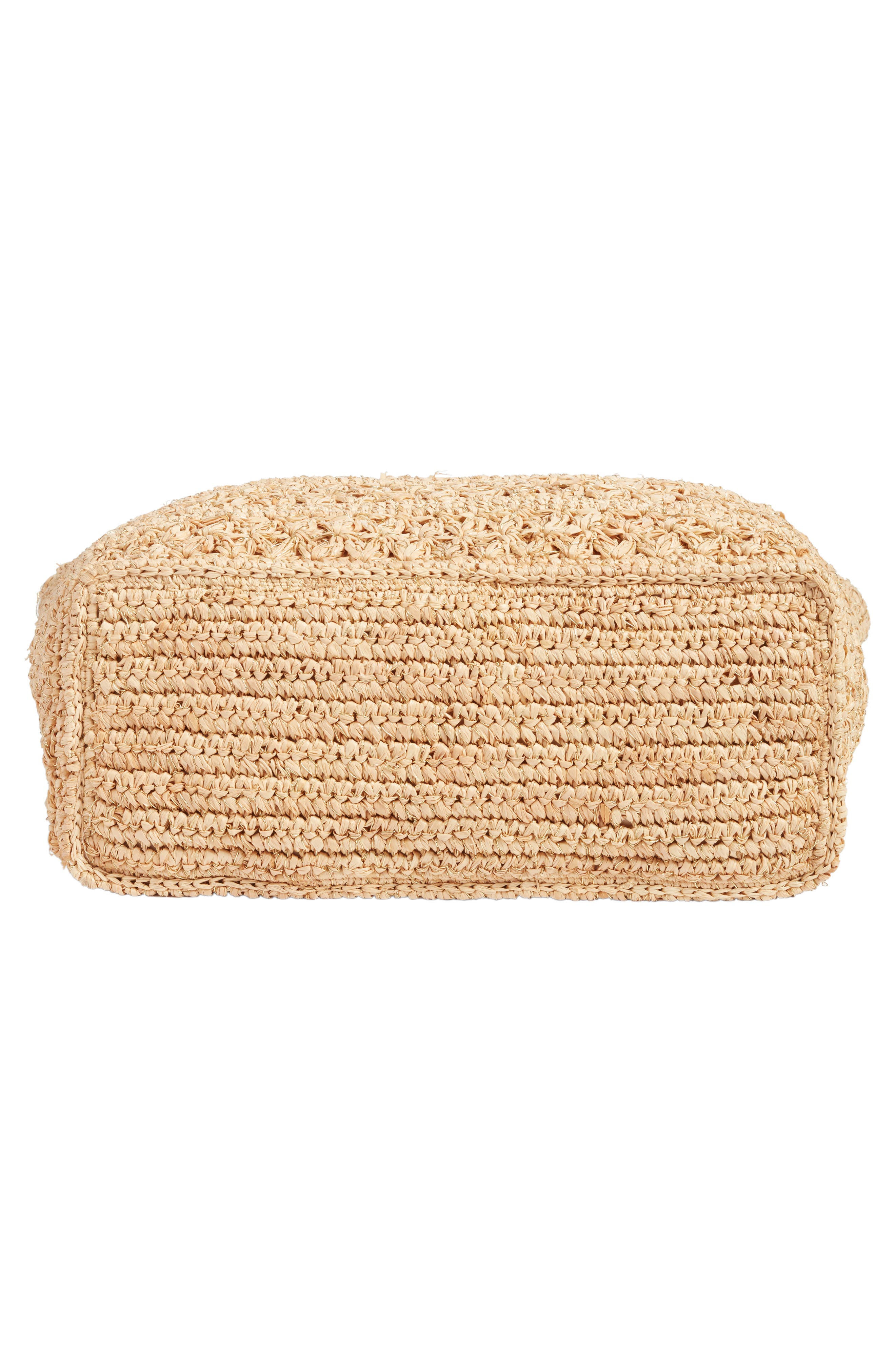 Packable Raffia Crochet Tote, Alternate, color, NATURAL/ GOLD