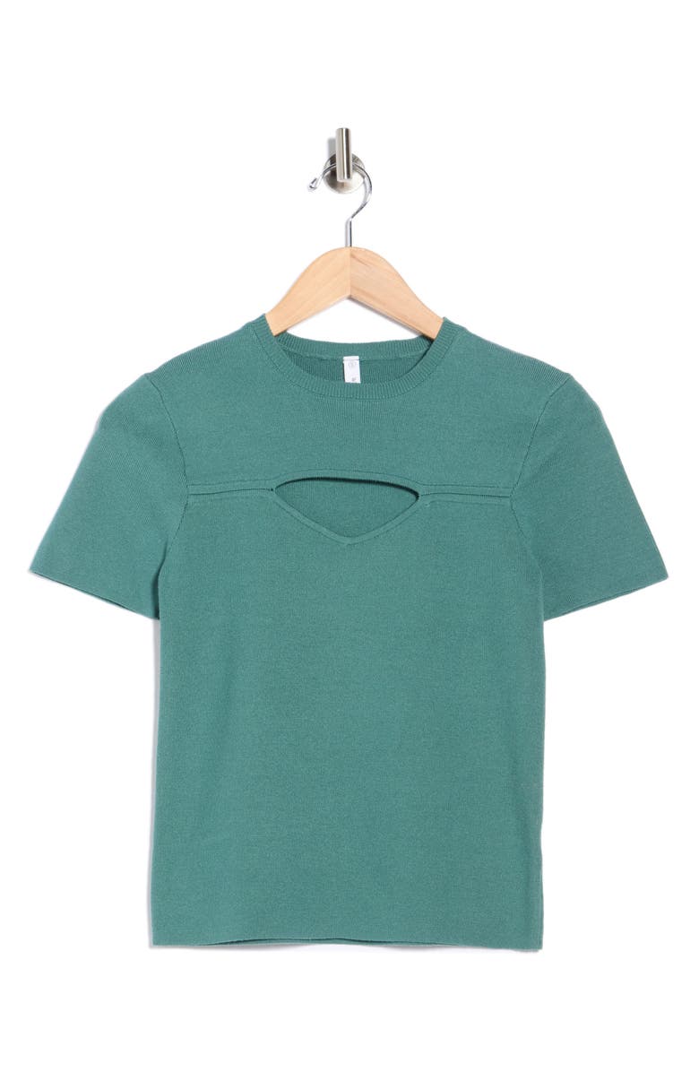WISHLIST Cutout Short Sleeve Knit Top, Alternate, color, Green