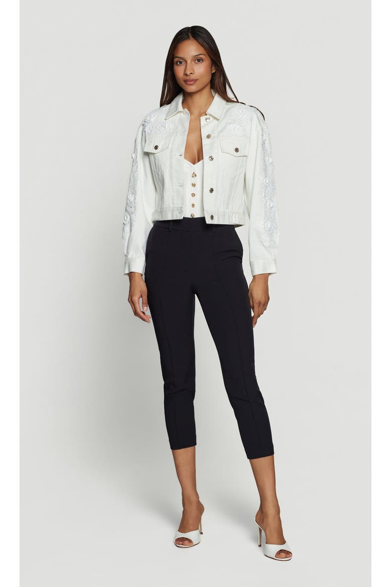 Lexia 3D Lace Combo Denim Jacket, Alternate, color, Chalk White
