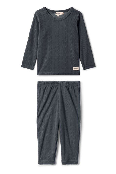 Boy Cable Textured Velour Top and Pants Set (Baby)