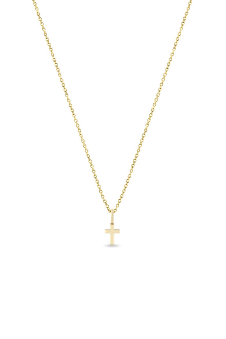 Vertical Cross Charm, Alternate, color, YELLOW GOLD