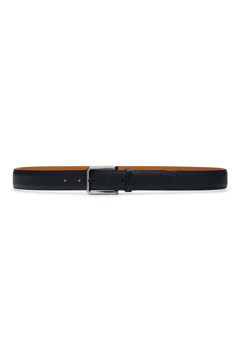 Cervantez II Cognac Pebbled Leather Belt, Main, color, BLACK TEXTURED