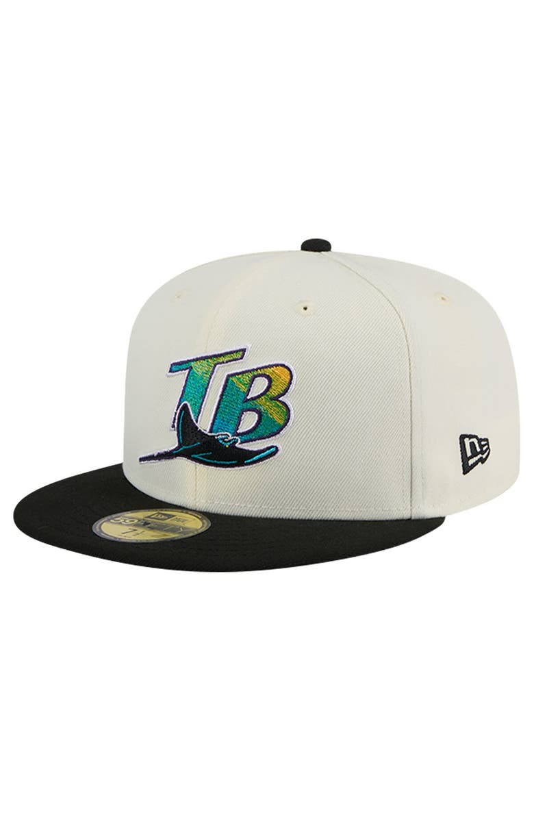 New Era Men's New Era Cream Tampa Bay Rays Cooperstown Collection Chrome 59FIFTY Fitted Hat, Main, color, 