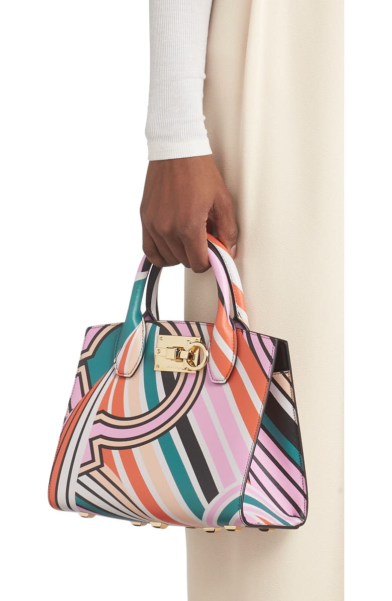 FERRAGAMO The Studio Box Gancio Print Leather Handbag, Alternate, color,