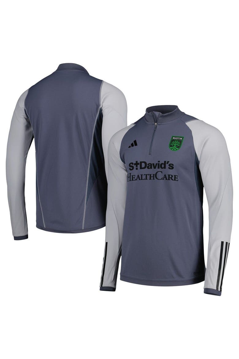 Men's adidas Gray Austin FC 2023 On-Field AEROREADY Quarter-Zip Training Top, Main, color, Gray