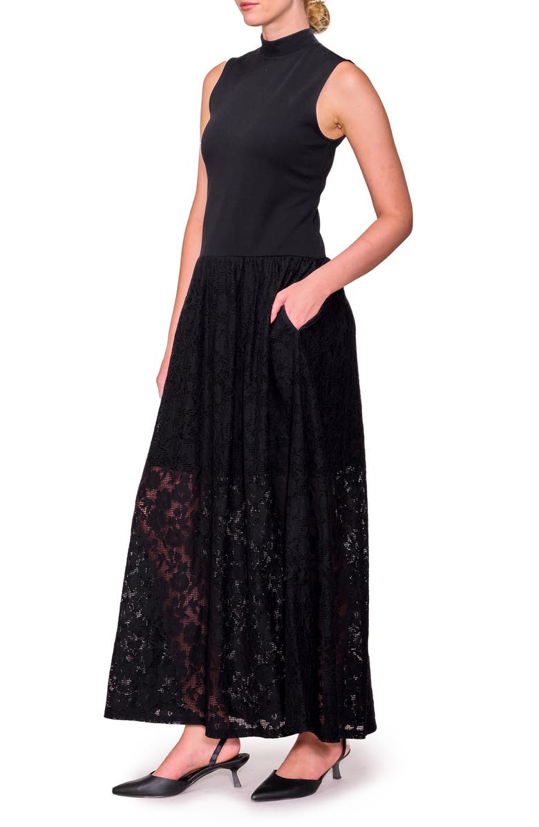 MELLODAY Lace Skirt Maxi Dress, Alternate, color, Black
