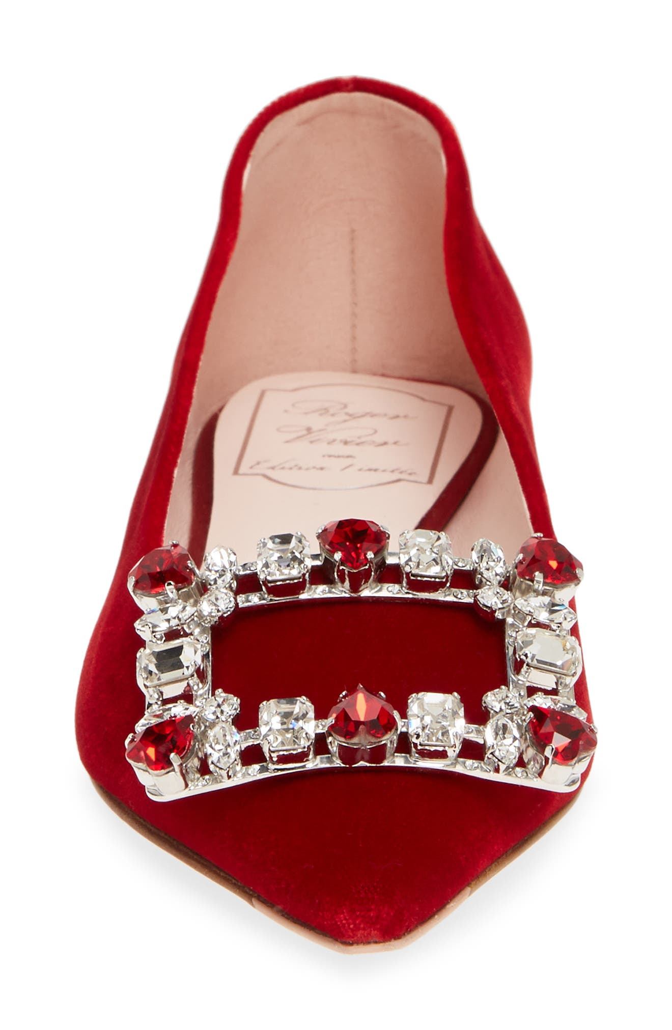 Roger Vivier Brochamour Crystal Buckle Flat, Alternate, color, 