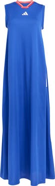 adidas Tiro 3-Stripes Recycled Polyester Mesh Maxi Dress