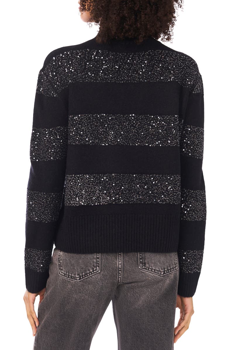 Halogen<sup>®</sup> Mock Neck Sequin Stripe Sweater, Alternate, color, Rich Black