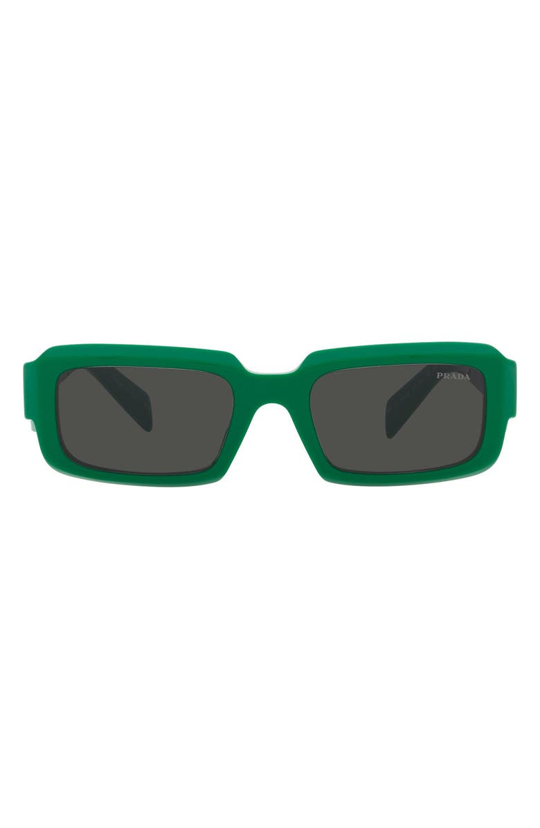 Prada 55mm Irregular Sunglasses, Main, color, Green/Dark Grey