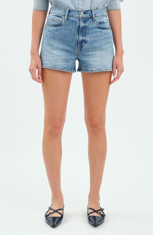 Daze Troublemaker High Waist Denim Shorts In Marina Vintage