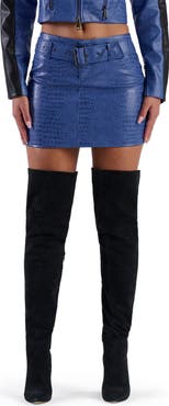 Naked Wardrobe Buckle Up Croc Embossed Miniskirt