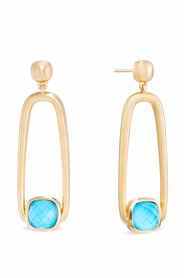Monterey Long Drop Earrings, Main, color, IRIDESCENT TURQUOISE/ GOLD